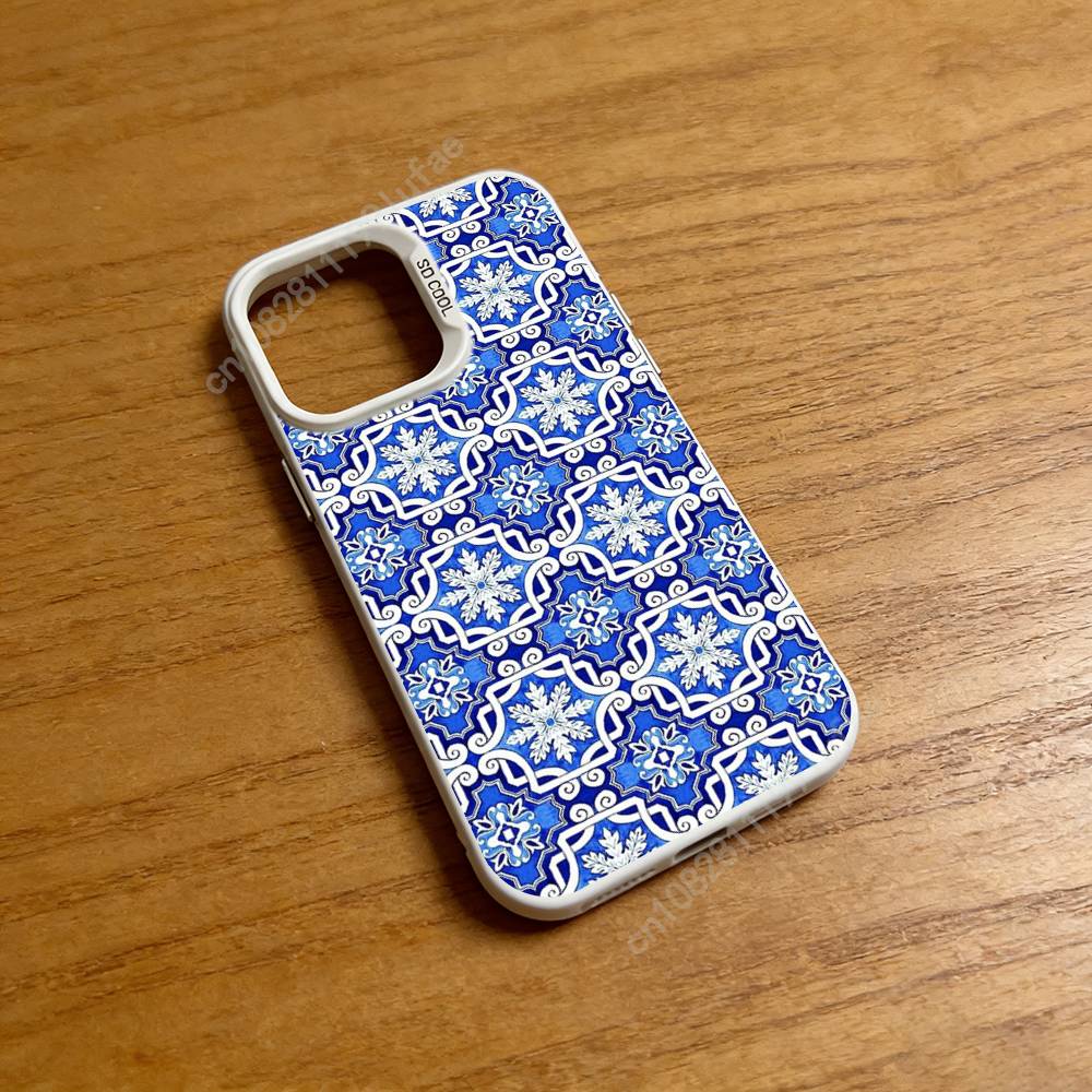 Portuguese Glazed Tiles Pattern Phone Case for iPhone 17 16 Max Mini 15 14 13 Pro Plus 12 11 X XS Air Hard Protector