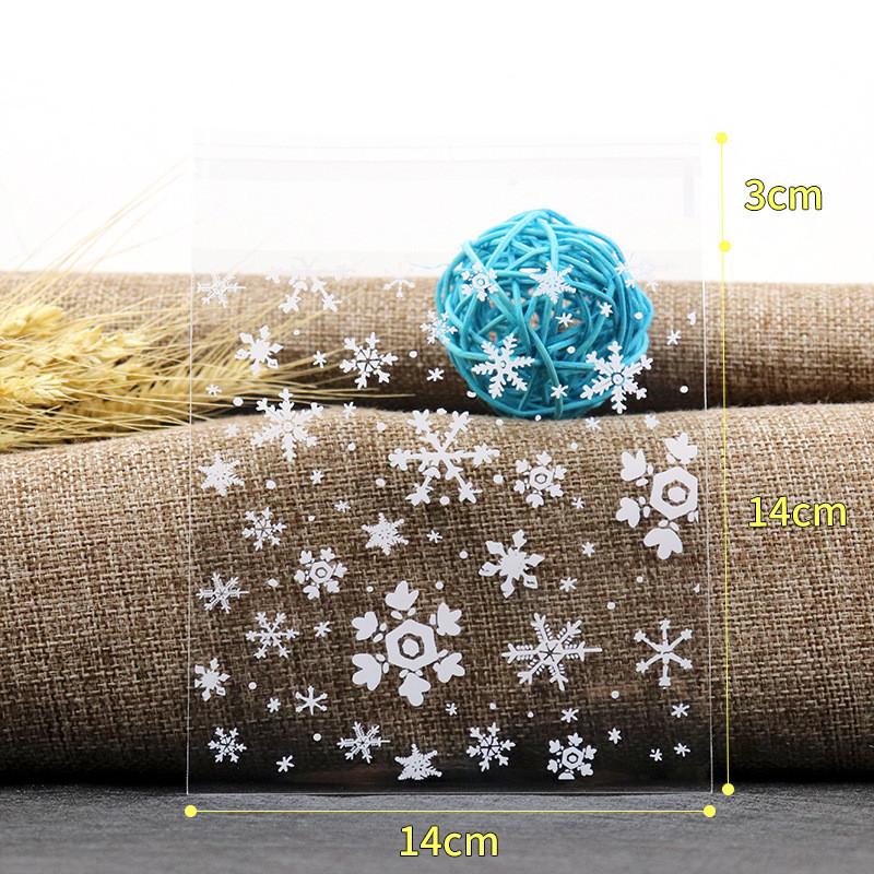 100Pcs Clear Transparent Christmas Snowflake Self-adhesive Baking Packaging Biscuit Cookie Snack Candy Gift Bags