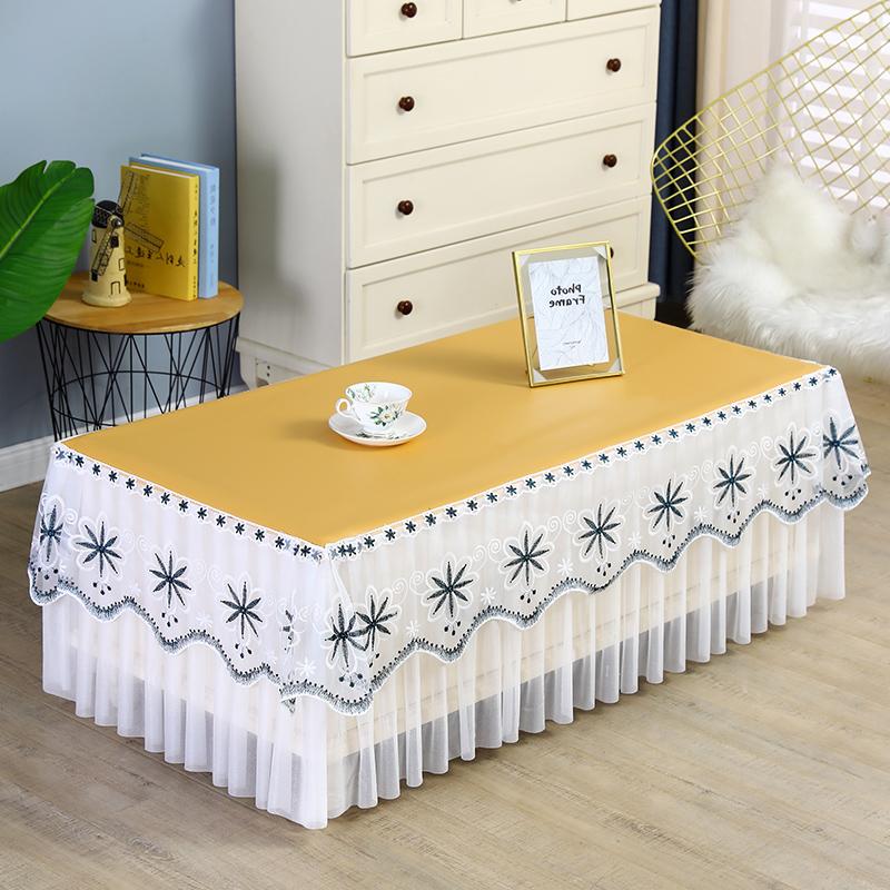Водонепроницаемый маслостойкий однотонный чехол для стола, вышитое кружево с тонким марлевым краем, скатерть, обеденный стол, пылезащитный чехол для ТВ-шкафа