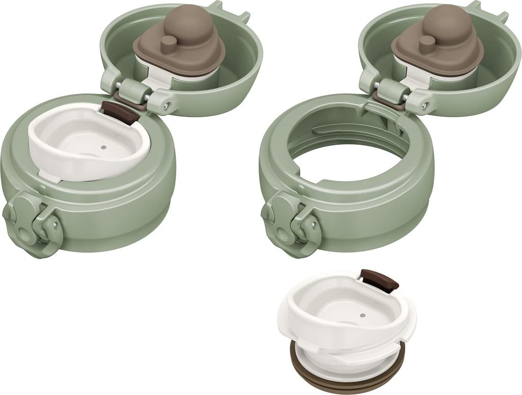 Thermos Vacuum Insulated Portable Smoked Removable Spout for Easy Stainless Steel Keeps Drinks Hot or SMKKI Mug, 500ml, Khaki, Cleaning, Lightweight,