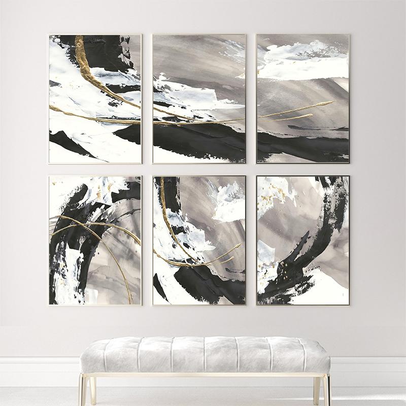 Китайские чернила, черно-белая кисть, абстрактные линии, холст, картина, плакат и принт, настенные художественные картинки для декора гостиной