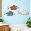 3Pcs/Set Wooden Fish Wall Decor Coastal Wall Art Fish Rustic Fish Wall Art Decoration for Bathroom Bedroom Ocean-Themed Room Lake House
