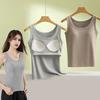 Women Sleeveless Camisole Top Wide Strap Tank Top with Built-in Padded