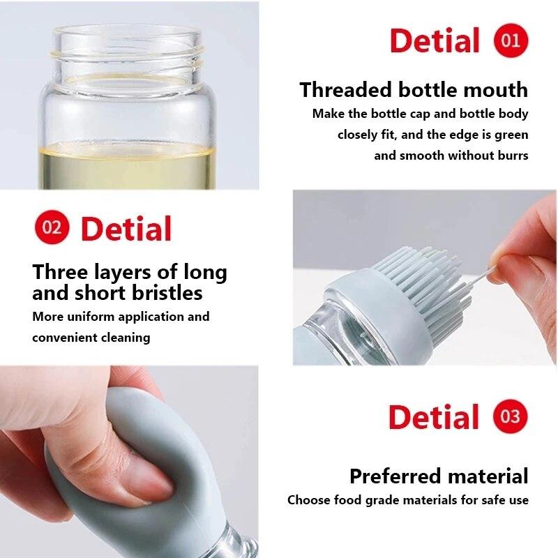Kitchen Bottle Silicone Brush Oil Bbq Grill Dropper Olive Oil Dispenser Bottle For Cooking Baking Barbecue Kitchen Accessories