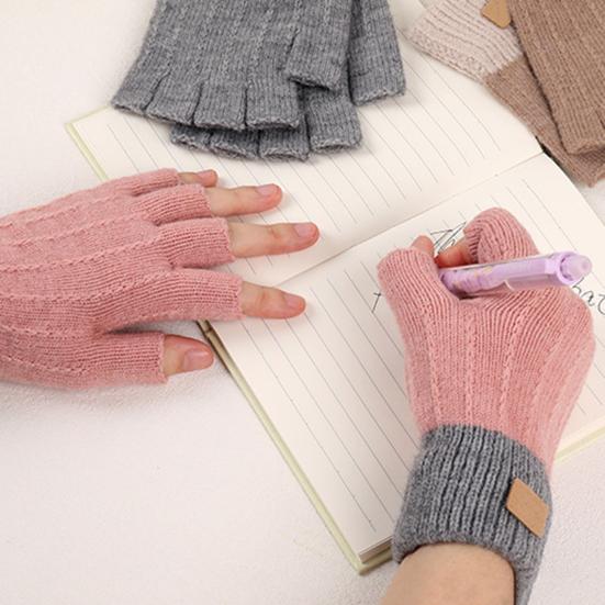 Fingerless Gloves for Women Men Winter Knitted Half Finger Gloves Soft Stretchy Warm Mittens for Working Typing Writing Running