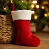 Soft Plush Gift Bags for Family 18 Inch Christmas Stocking, Classic Large Fireplace Hanging Stocking Red White Xmas Party Ornaments with Cuff