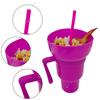 Popcorn Drink Cup Stadium Tumbler with Snack Bowl 2 In 1 Snack Drink Cup with Straw Leakproof Snack Cup Reusable Cinema Beverage Popcorn Cup