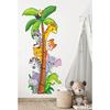 Cute Safari Animals Themed Height Measure Kids Room Multipurpose Cabinet Wall Sticker Set