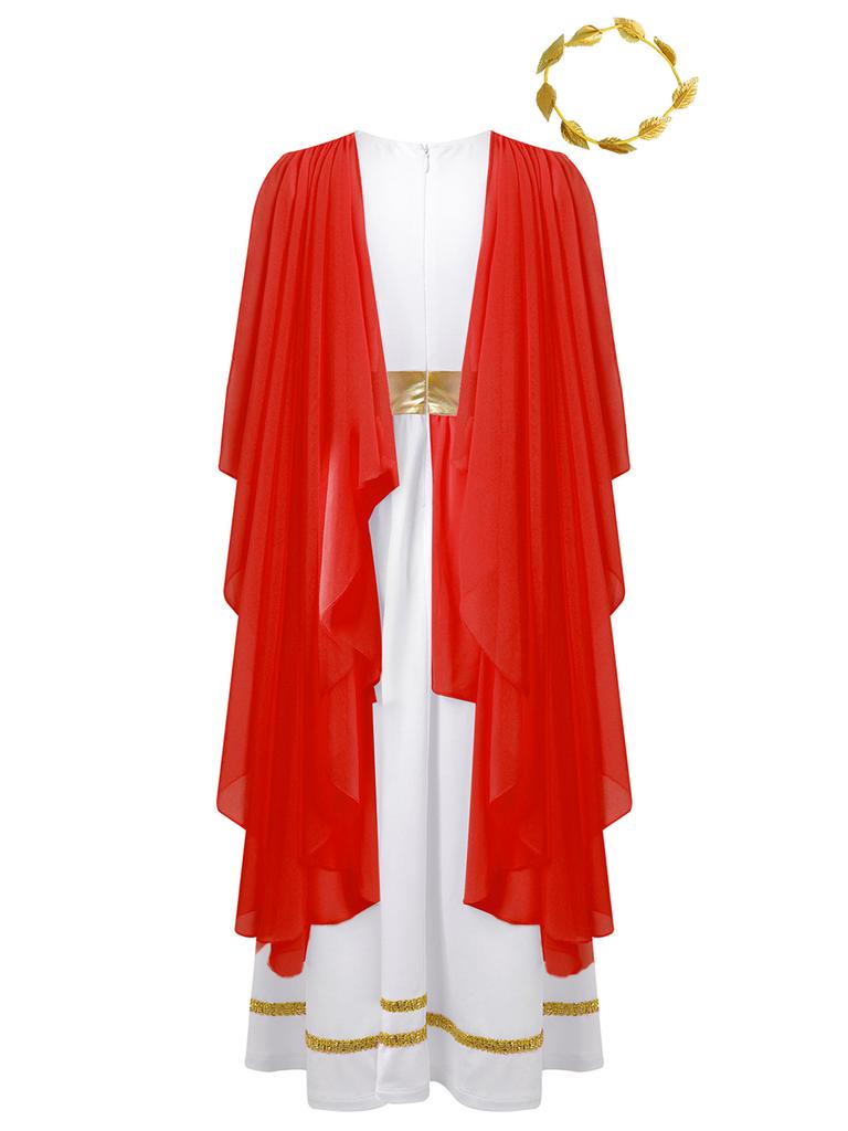 Дети греческая Афина Гостуме девушки принцесса шифоновое длинное платье платье с повязкой на голову для косплей вечеринки