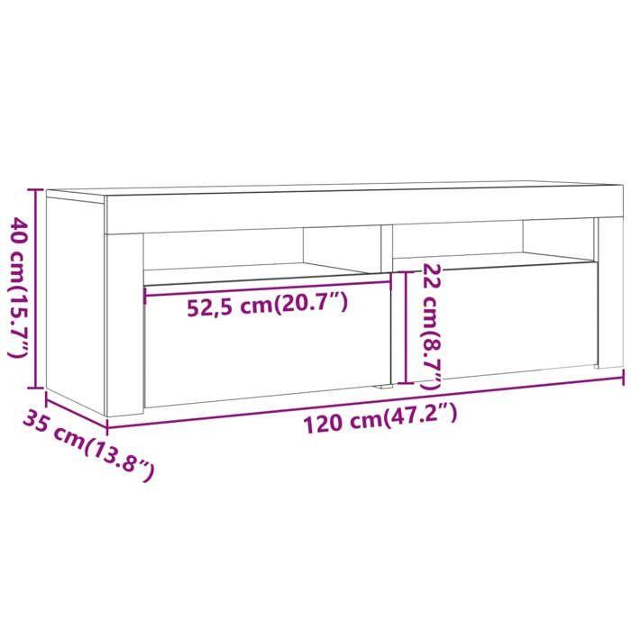 VidaXL Meuble TV avec lumières LED vieux bois bois d'ingénierie, support TV, meuble multimédia, console TV, meuble hifi, 856313