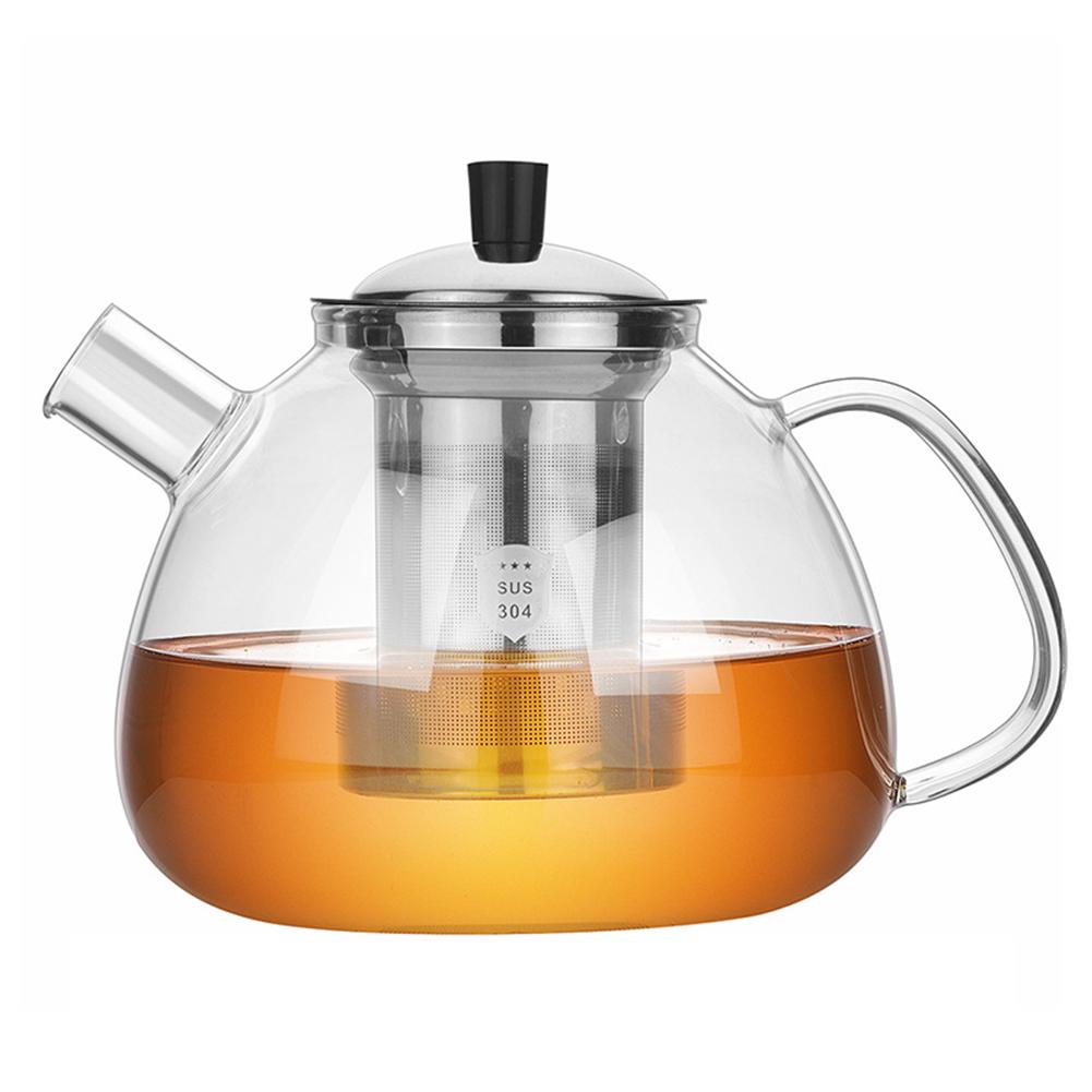 Термостойкий стеклянный чайник с заварником из нержавеющей стали, прозрачный утолщенный чайник, чайная утварь, чайник для приготовления кофе 800/1500 мл