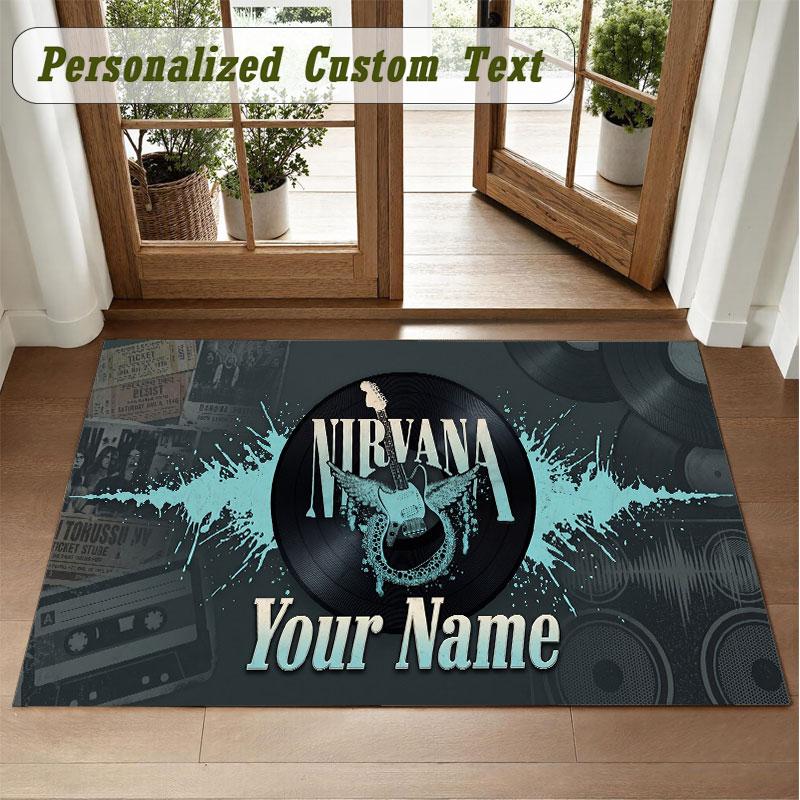 Crystal Velvet Square Rug Custom NameNirvana Pattern Non Slip Home Floor Decor Rug