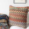 Bohemian Ethnic Style Decorative Cushions & Striped Knitted Blanket Set for Homestays