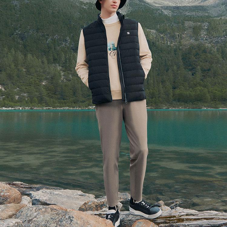 Fila FW22 Цветной блок Однотонная вышивка букв Повседневный пуховый жилет Мужские жилеты Черный F11M248912F-BK