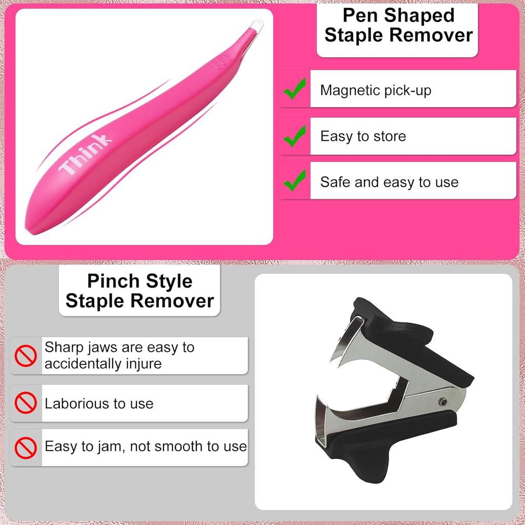 THINKLEARN 5PCS Magnetic Staple Remover Tool - Professional Stapler Remover, Staple Puller Remover, Quick Staple Remover Stick for School, Office,