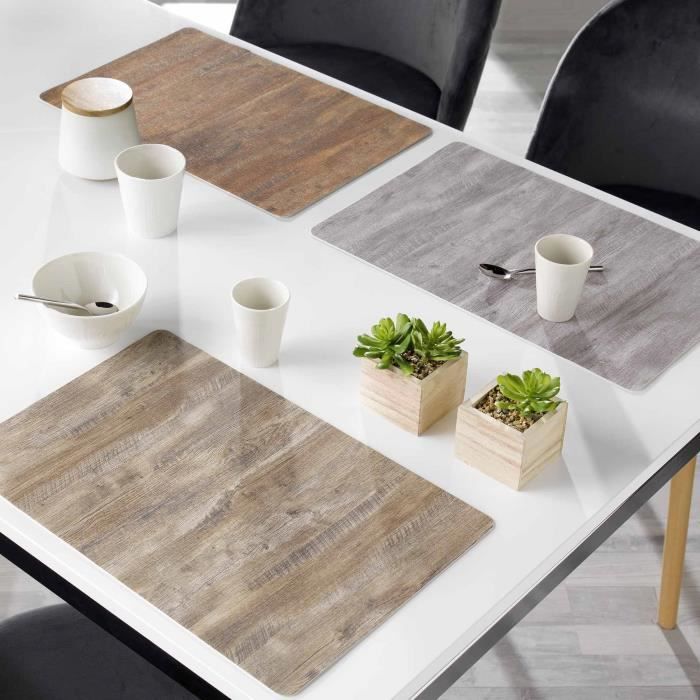 Set de table - Venise - PVC - 28 x 44 cm - Gris - Opaque