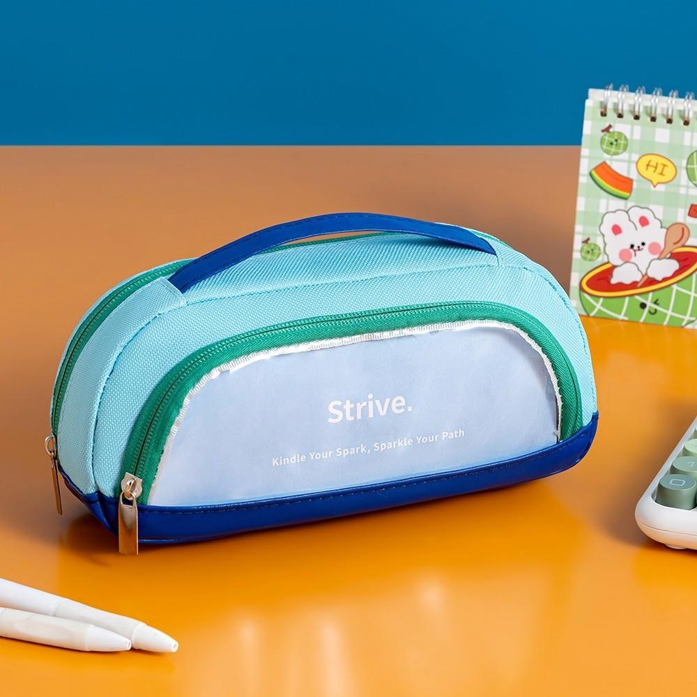 Large Capacity Pen Bag Double Layer Stationery Storage Bag Portable Pencil Case Student