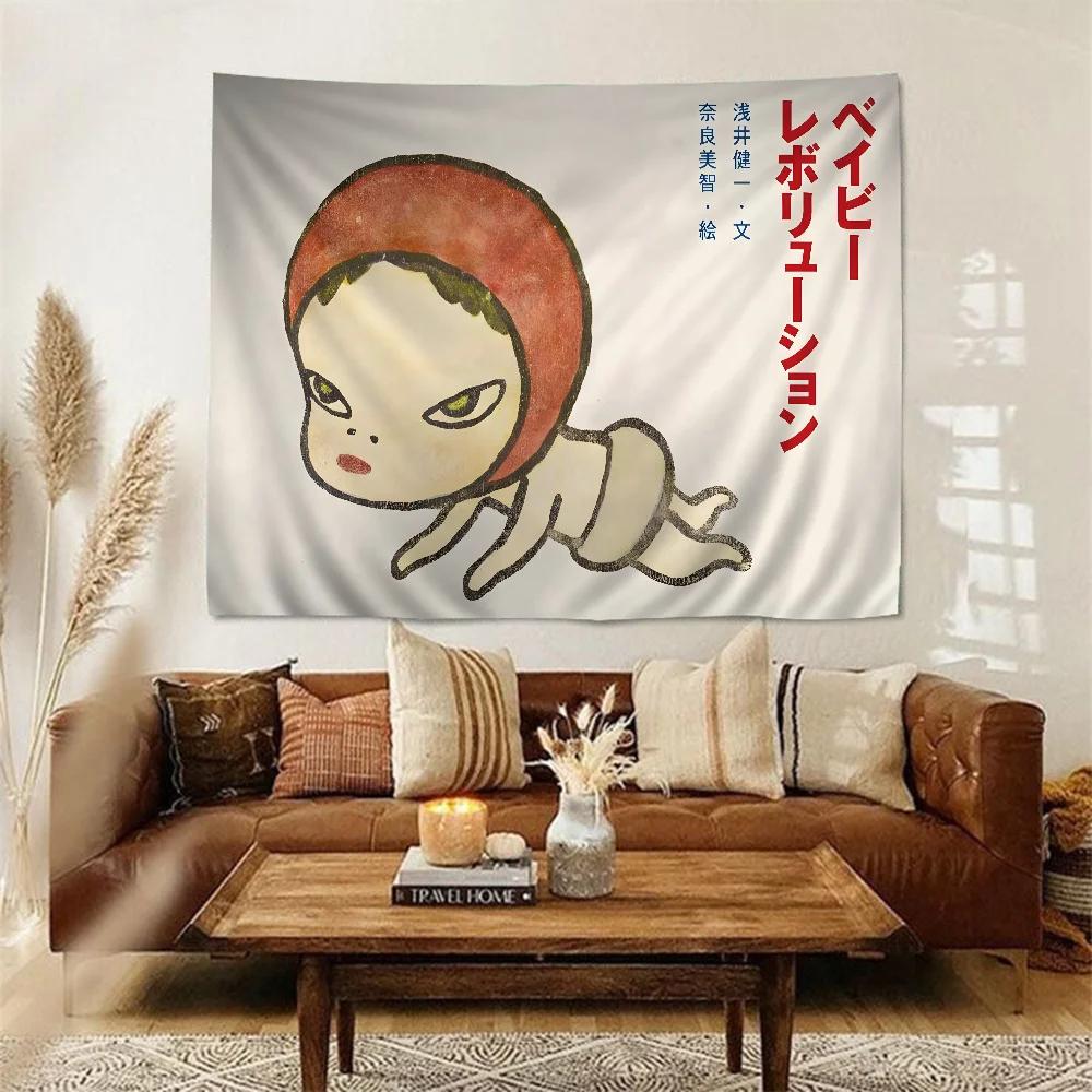 1pc Yoshitomo Nara Anime Tapestry Art Science Fiction Room Home Decor Wall Art Decor For Living Room Bedroom
