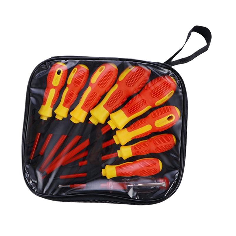 Набор из 9 магнитных отверток, изолированные биты Phillips, шлицевые, ручные инструменты электрика, многофункциональная магнитная отвертка