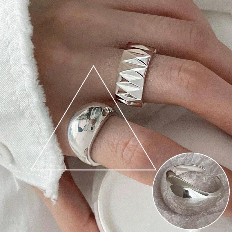 Geometric High-Polish Criss-Cross S925 Silver-Plated Open Ring - Women's Stackable Index Finger Jewelry