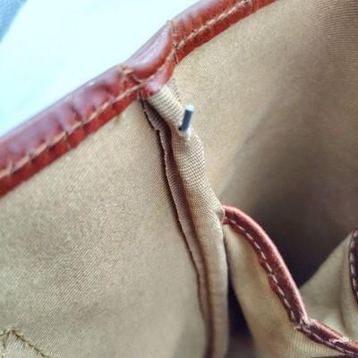 POLO RALPH LAUREN Checkered Tote Bag PVC Leather Beige Brown Used Japan