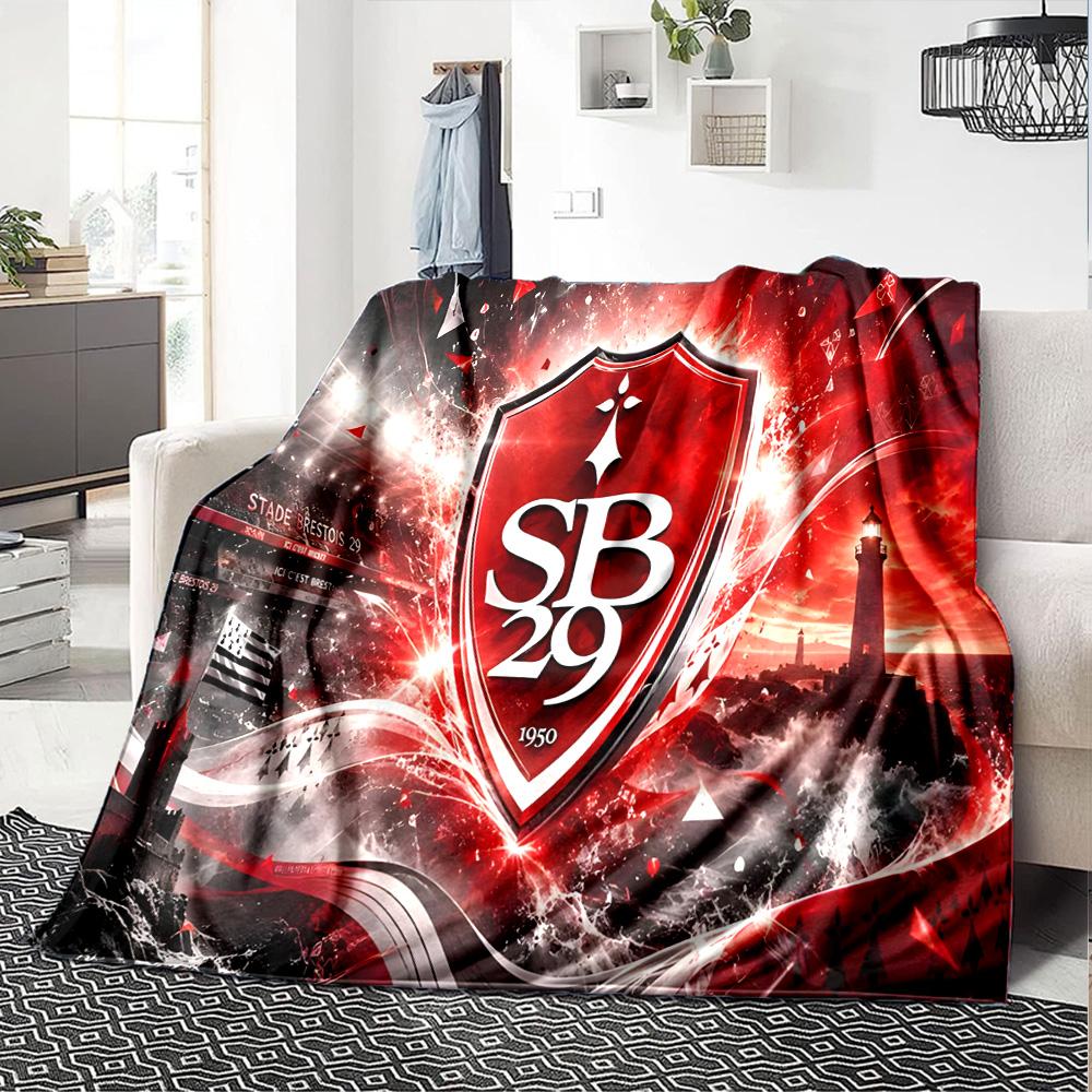 Sb29 Badge Emblem Flannel Blanket, Soft Polyester, Modern Design, All-Season for Camping, Travel, Gifts for holidays or birthdays