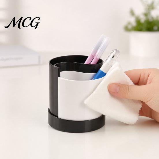 Stationery Organizer Pen Holder with 2 Compartments, Detachable Plastic Storage Pencil Eraser Container, Decorative Box for Home Office Desk Cosmetic