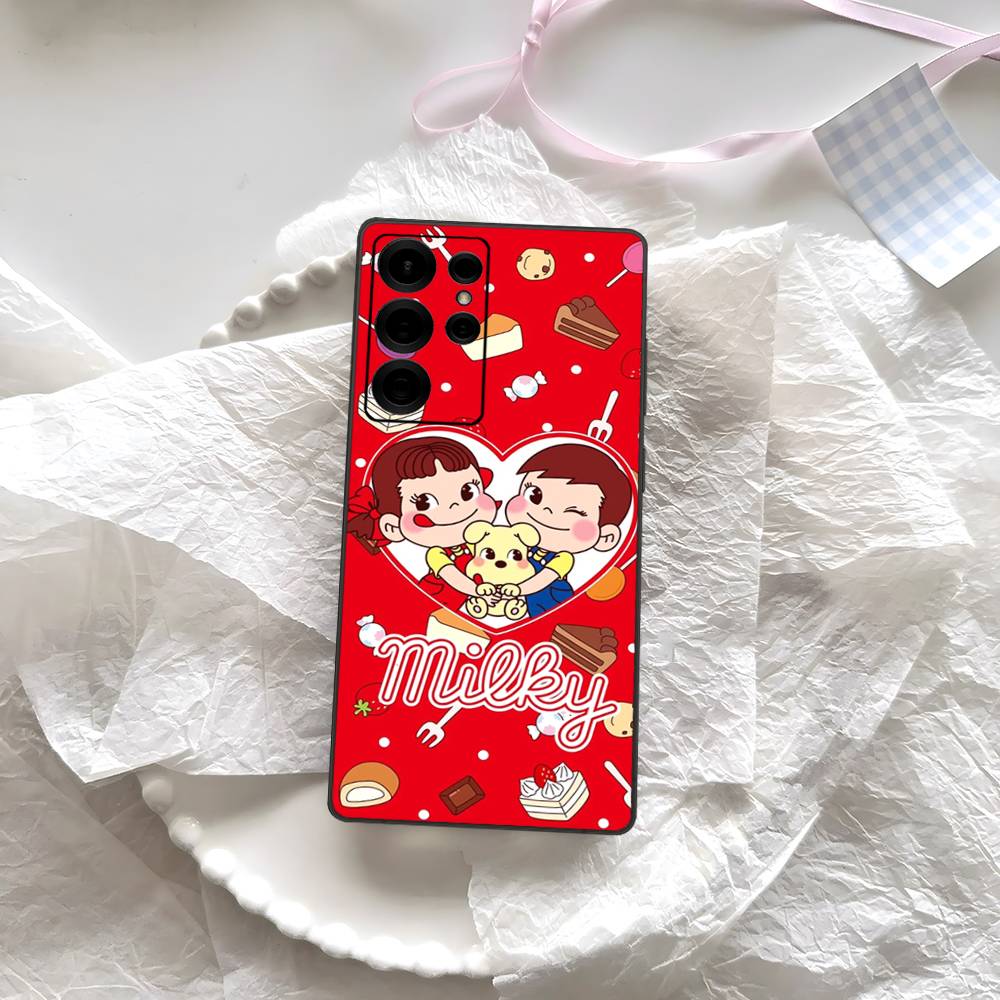 Fujiya Milky Peko Chan Phone Case For Samsung S 24 Fe 25 Ultra Plus 20 Lite 21 30 22 23 24 22 Ultra 5G Fundas