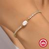 Pearl Bracelet With Flash Diamond 925 Sterling Silver High-End Tennis Chain Chain Light Luxury Personalized Fashion Jewelry
