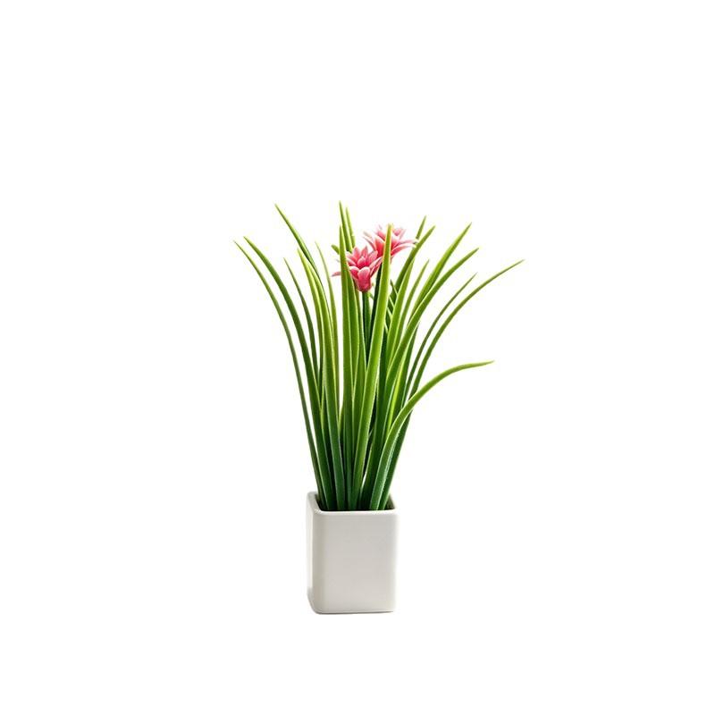 Artificial Mini Onion Grass Potted Plant Fake Green Plant With Pot No Watering Desktop Ornament For Home Office Table Decor