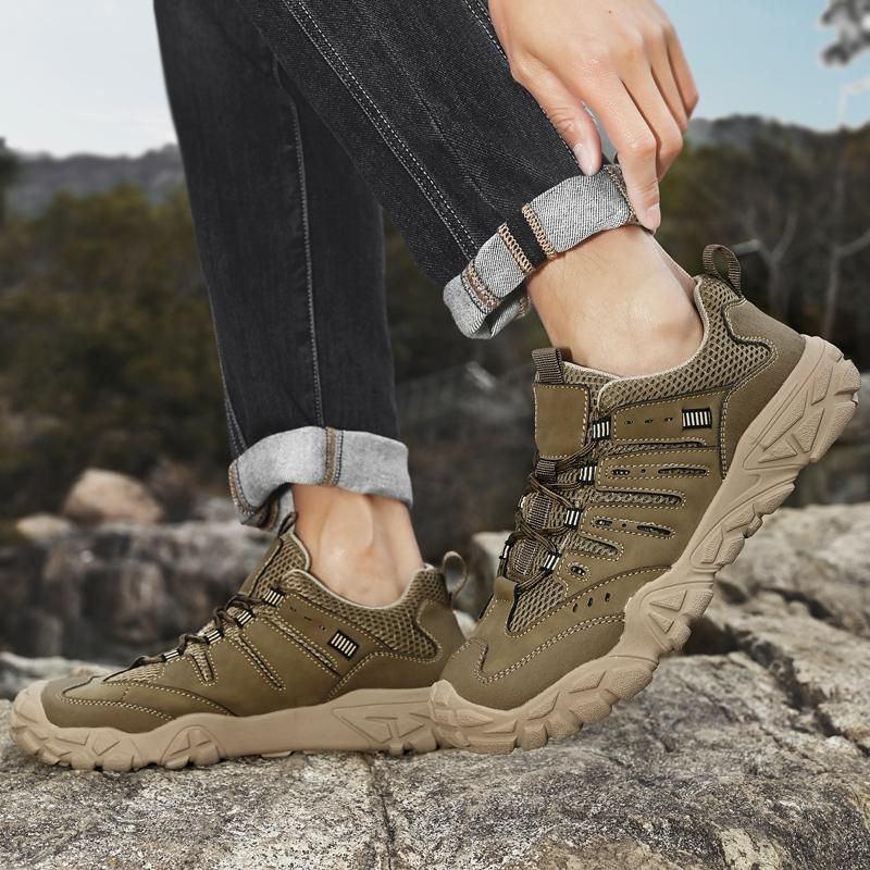 Модные мужские горные туристические сандалии 2025 Новые мужские уличные походные туфли Прочные Водонепроницаемые Треккинговые Повседневные Кроссовки Мужские Нескользящие Балетки