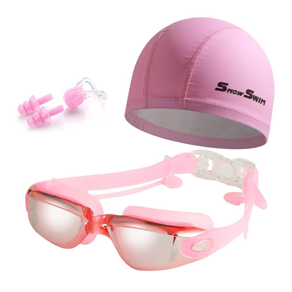 with Nose Clip, and Ear Plugs Silicone Swim Cap Adjustable Diving Eyewear  Water Sports