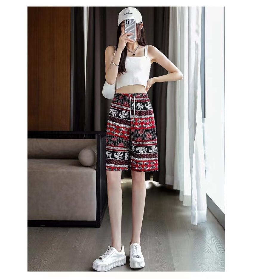 Elephant Pants Women Wide Leg Shorts Summer Thailand Thin Straight Casual Streetwear Beach Bottoms Female Clothing Fashion