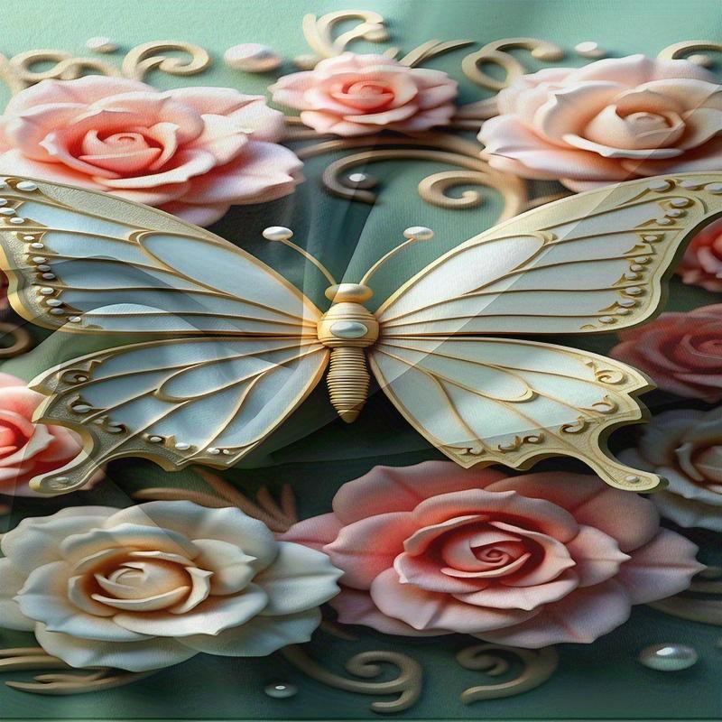 3 шт. 3D Комплект пододеяльника с бабочками и цветами 1 * Пододеяльник + 2 * Наволочки Без наполнения Ультрамягкий Удобный Узор с бабочками