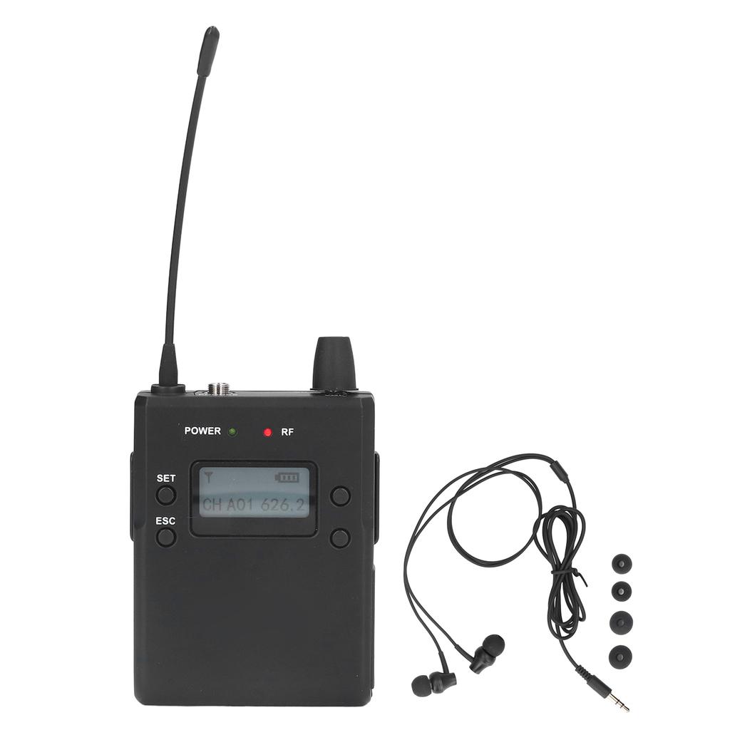 Wireless Ear Monitor 626 To 662MHz Stereo Bodypack Monitoring Receiver System for Band Stage Studio