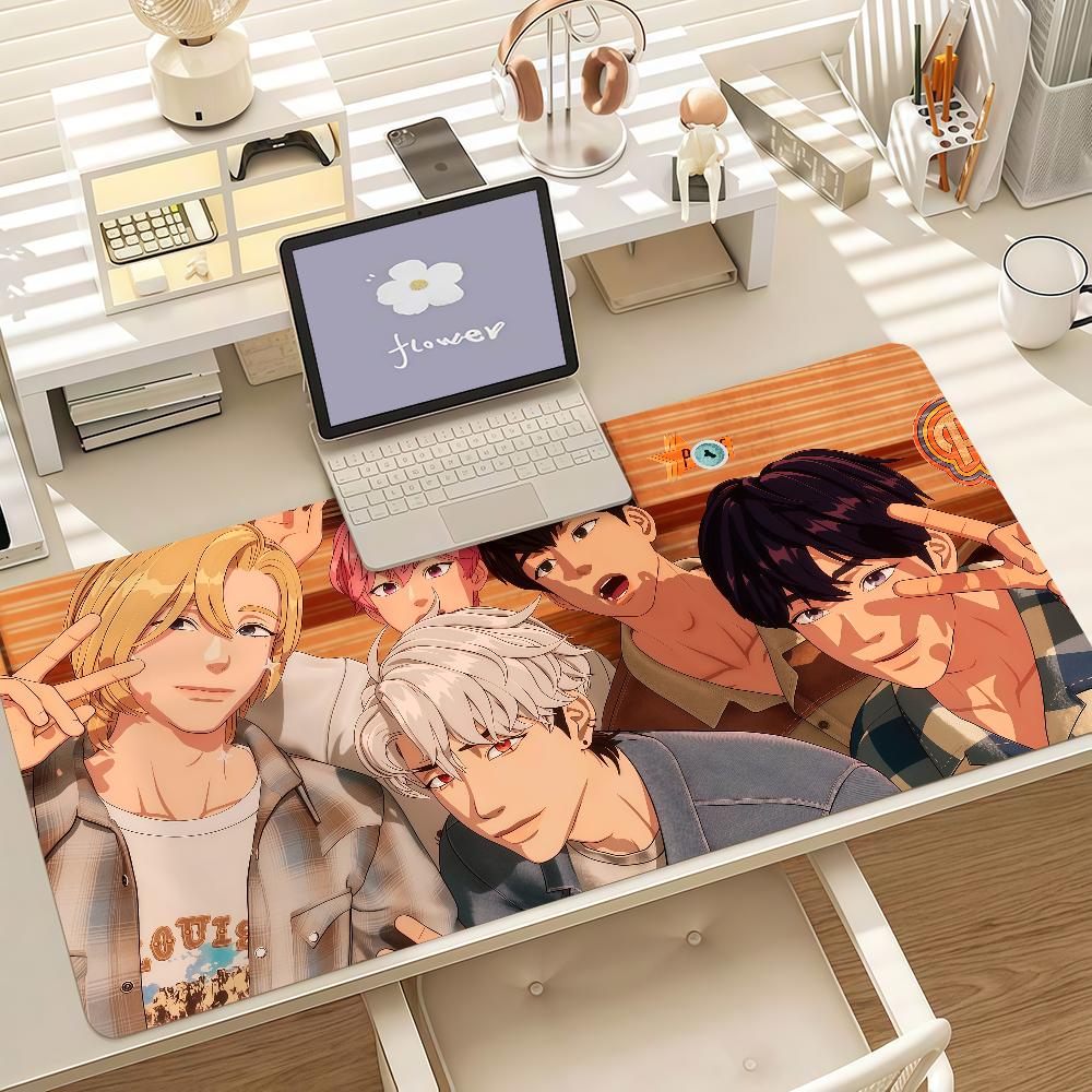 Kpop P-PLAVE Cartoon Mouse Pad Anti Slip Rubber Edge Locked Thickened Laptop Gaming Desk Mat