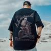Motorcycle Boy T-Shirt Men Vintage 100% Cotton Short Sleeve Tops Tees 2023 American Hip Hop High Street Oversized T-Shirt 8XL