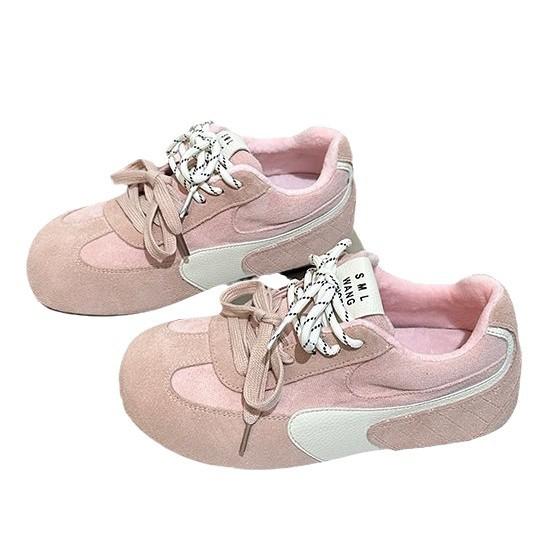 Легкая мягкая подошва~ бархатные уродливо-милые немецкие тренировочные туфли женские 2025 зима новые двухцветные шнурки повседневные туфли Форреста Гампа