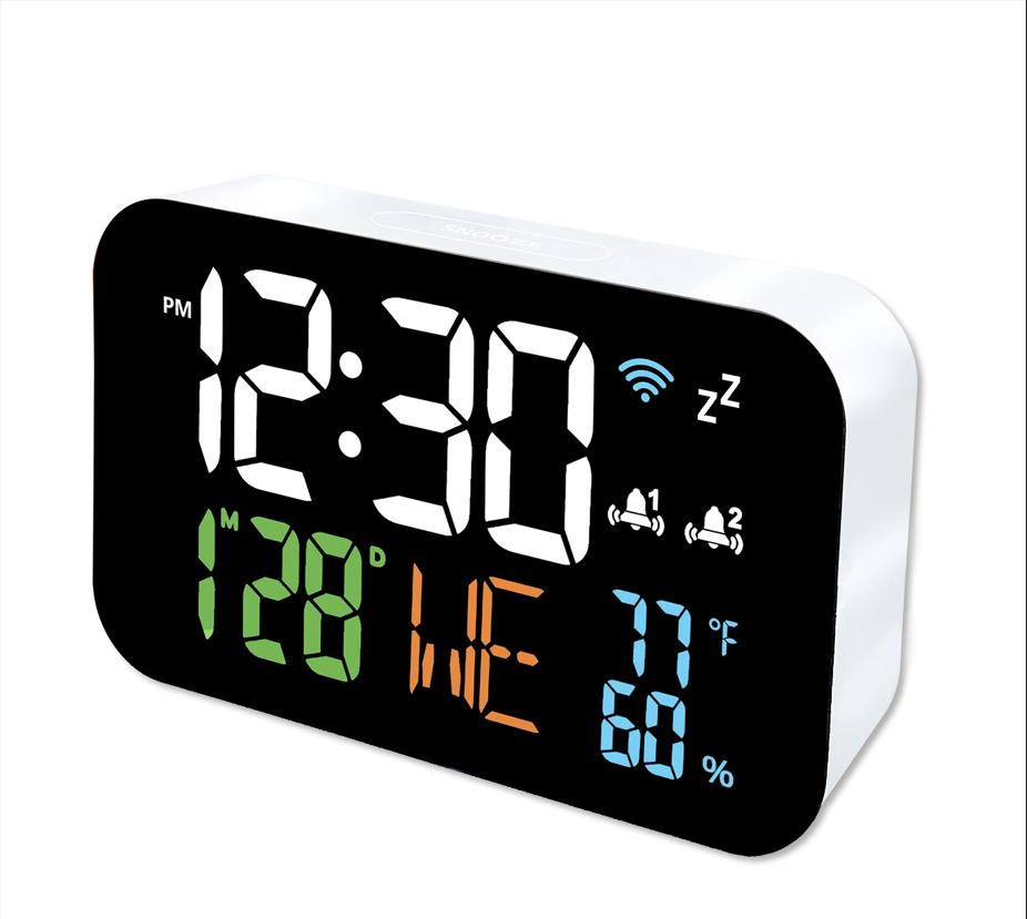 WiFi настольные часы с календарем влажности, умным термометром и цифровым светодиодным дисплеем с поддержкой автоматической калибровки по WiFi будильник