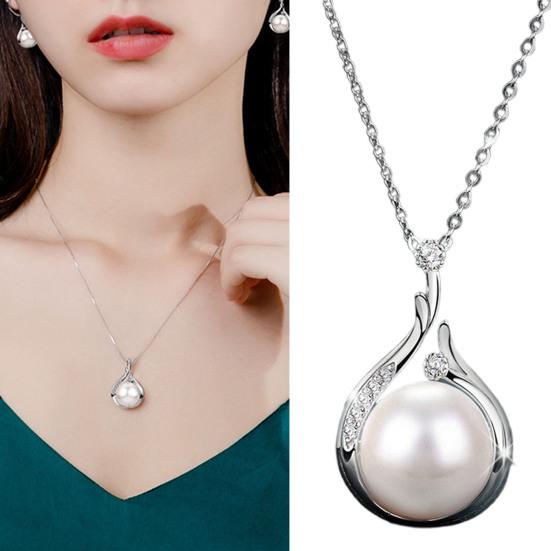 Necklace Pendant Water Drop-shaped Faux Pearl Jewelry Shining Cubic Zirconia Pendant Clavicle