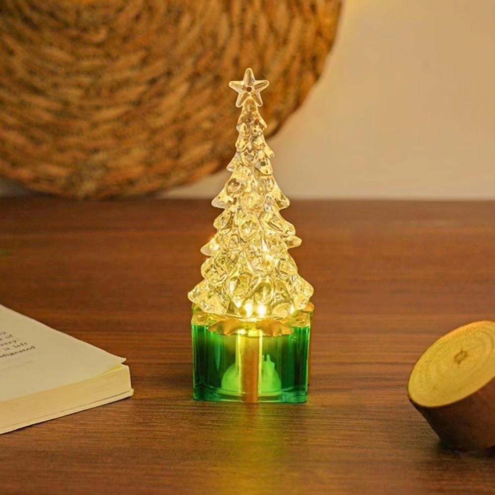 Flameless Light Up Xmas Tree Ornaments Warm Light LED Atmosphere Lamp Christmas Decor