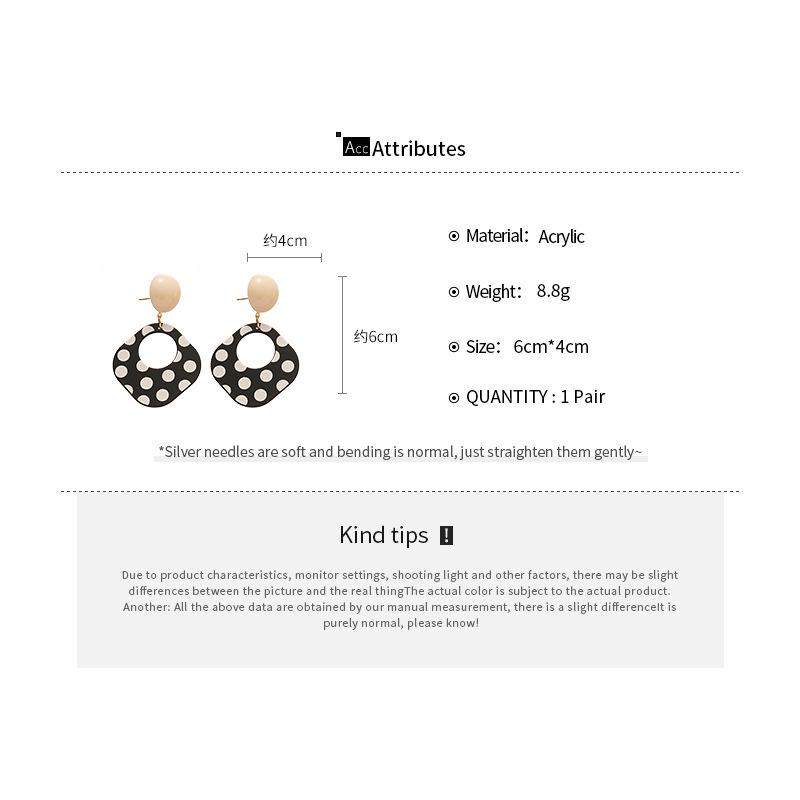Square Acrylic Scarf For Women With Retro Black And White Polka Dot Geometric Fashion Details