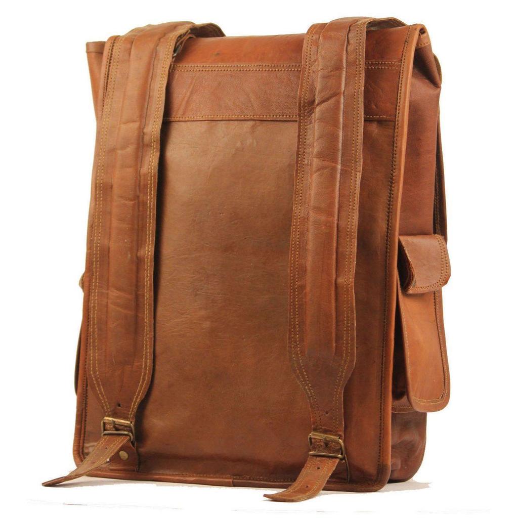 Vintage Real Genuine Leather Vintage Backpack Laptop Satchel Brown Handmade Bag