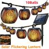 10 Balls Solar String Lights with Flickering Flame Outdoor, Solar String Lights Waterproof Decorative Hanging Patio Lights Outside Globe Lighting