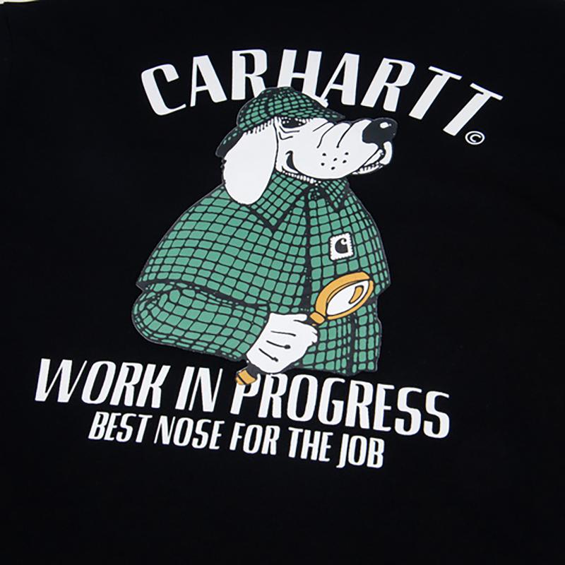 carhartt Лето 2025 года, новые мужские и женские хлопковые свободные футболки с круглым вырезом и новым принтом детективного узора