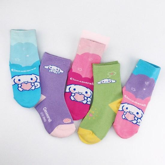 Children's Sanrio Characters Cinnamoroll Medium Neck Socks SAN-01 5-Piece Set, a Popular Character In Korea