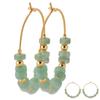 [R5742] - Gold Plated Hoop Earrings 'Mineralia' Golden Green Quartzite - 3 Cm 4 Mm