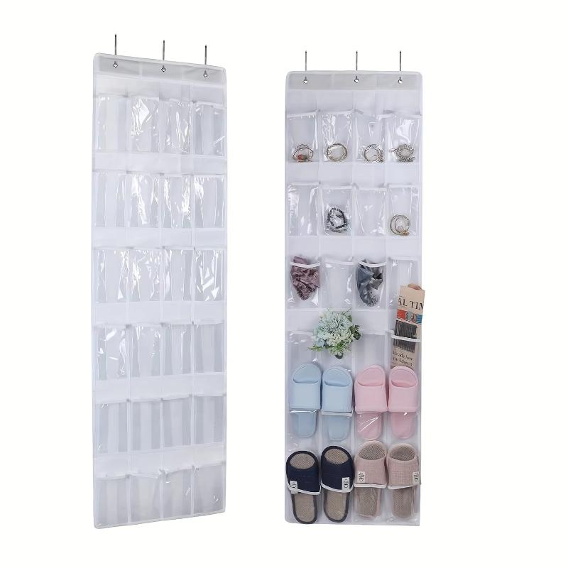 24 Bag Shoe Organizer, Sturdy Wardrobe Storage Rack Hangs On Door with 3 Metal Hooks To Store Shoes, Sneakers, Other Items