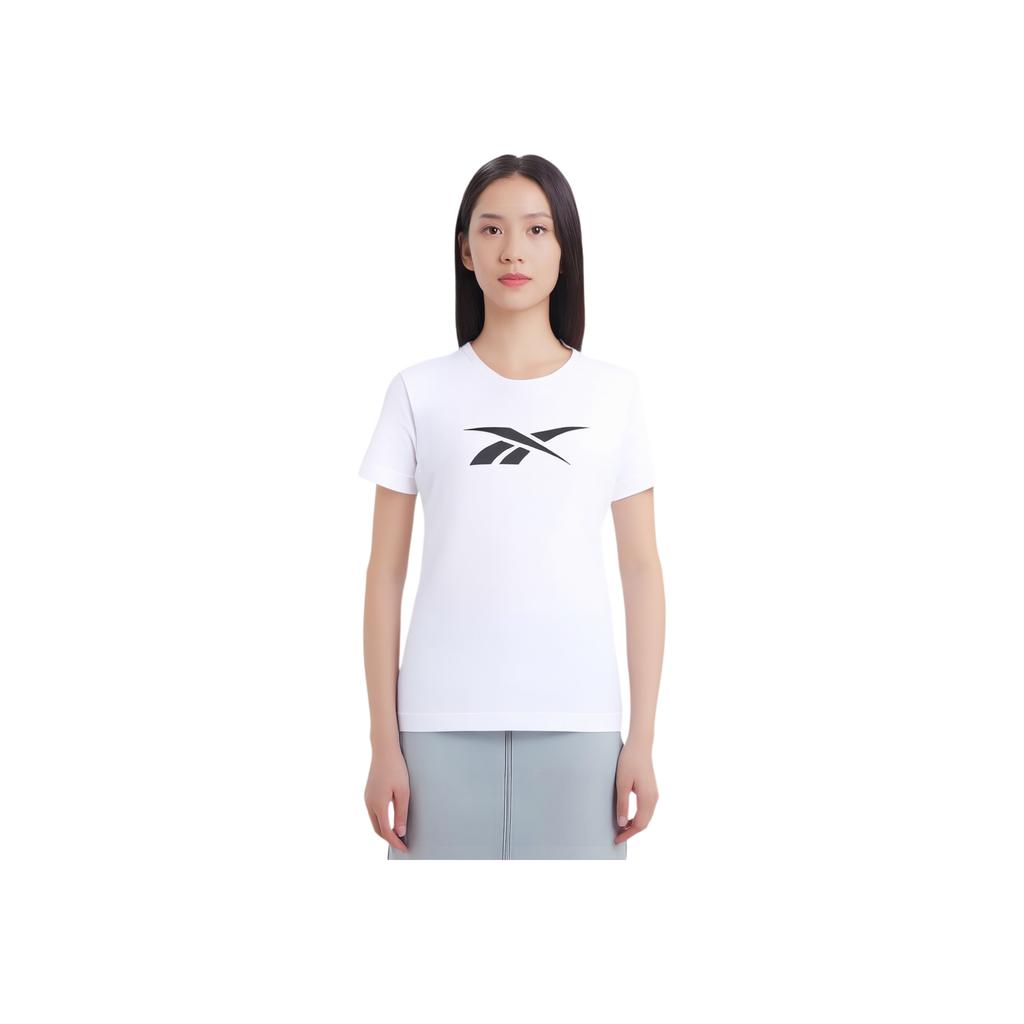 Reebok Классический логотип Минималистичный Спортивный Повседневный Универсальный Короткий рукав Футболка Женские топы Белый GV5522