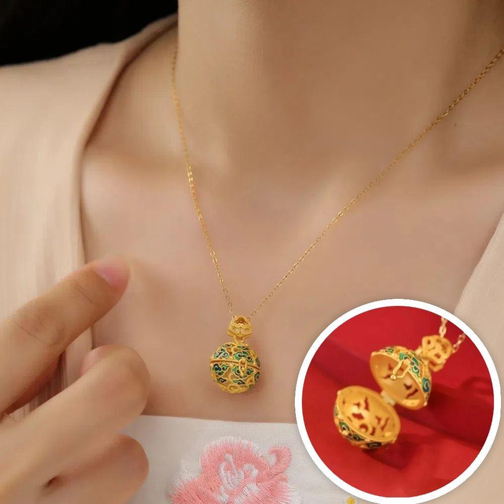 Luxury DIY Trinkets Accessories Hollow out Jewelry DIY Making Charms Enamel Box Necklace  Women